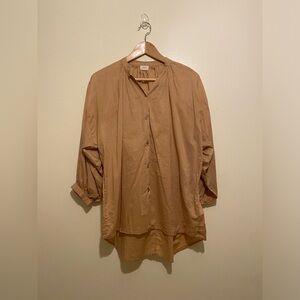 MAHSA Tan Button-Up cotton Blouse. Size S